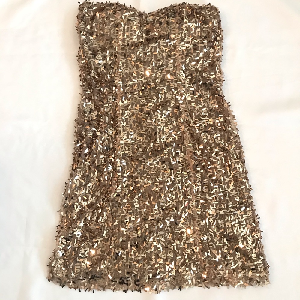 Gold Glam Mini Dress NWT XS